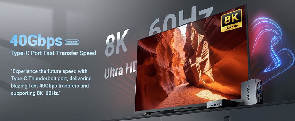 MINIX N512 Mini PC, Intel Core i5-12600H 8 jadier max. 4,5 GHz, 16 GB RAM 1 TB SSD, 2*HDMI + USB-C + Thunderbolt 4 Quad Screen Display, WiFi 6 Bluetooth 5.2, 4*USB3.2, 1*2.5G LAN, 1*1G LAN, 1*Audio Jack